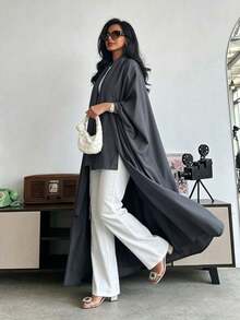 1 chiếc Abaya bằng satin, được chế tác tinh xảo, chất liệu thanh lịch và duyên dáng, kiểu dáng cardigan mở thời trang, phù hợp cho phụ nữ mặc hàng ngày. - Nhiều màu - Xem 1