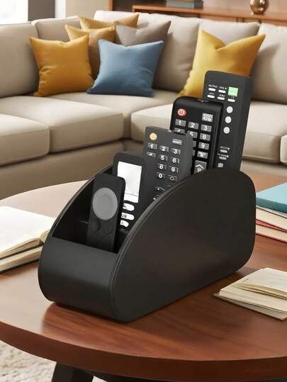 5-Compartment Remote Control Holder - For TV/DVR/Cable Box, Space Saving, For Living Room, Home Office, Bedroom - Fits 1, 2, 3, 4, 5 Remotes - Also A Desktop Organizer For Glasses, Pens, Media Players & Remotes, Classic Design, Sturdy Construction, Ideal For Office. Great As A Christmas Gift, Valentine's Day Gift Or Christmas Present.