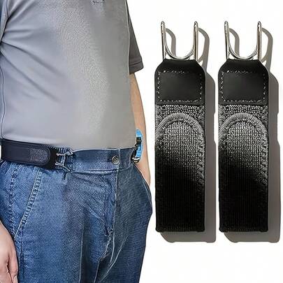 Thắt lưng bản rộng có móc sắt điều chỉnh, dây thun co giãn, kiểu dáng unisex.