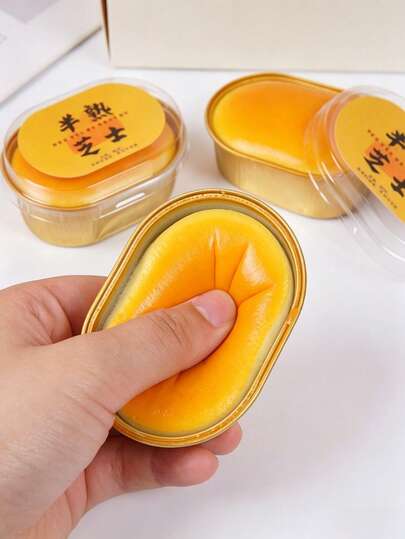 3pcs Slow Rising Cream Cheese Cake Squeeze Toys, Partially Baked Cheesecake Squeeze Toys, Soft & Sticky, Creative Stress Relief Small Gifts For Friends And Family, Butter Squeeze Toys, Slowly Rising Squeeze Toys, Birthday Party Supplies, Stress Balls, Graduation Party Supplies, Dumpling Squeeze Toys, Realistic Cake Toys