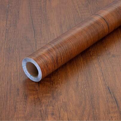 Self-Adhesive Wallpaper, Faux Wood Grain, Pre-Glued PVC Wallpaper, Vintage Distressed Red-Brown Wood Grain Vinyl Wrap, Furniture Decorative Sticker, Peel And Stick, Suitable For Countertops, Cabinets, Wardrobe Surface Renovation And Protection