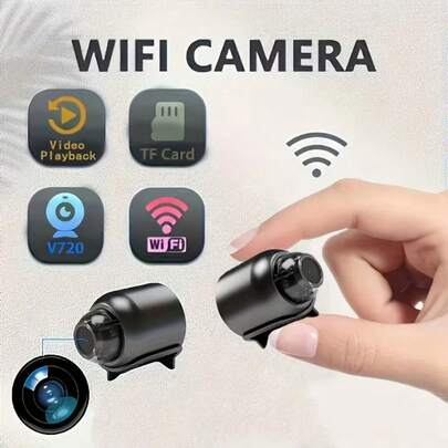 1个/2个1080P高清迷你无线WiFi摄像头，2.4GHz家用安防监控摄像头，可通过手机远程监控，360°无盲区室内猫眼摄像头
