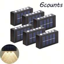 2/4/6/8 piezas Luces de pared solares de alta eficiencia, iluminación con sensor automático, luces LED rectangulares IP44 para exteriores, iluminación de paisaje para patio y pared exterior - 10 LED - Ver 12