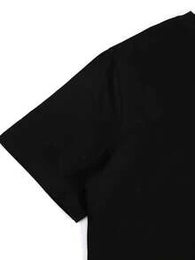 Camiseta de Verano Premium para Mujer con Estampado "Servicio de Limpieza", Diseño Creativo, Cuello Redondo, para Primavera/Otoño |   Largo regular, mangas cortas, estilo casual, tela ligeramente elástica. - Negro - Ver 3