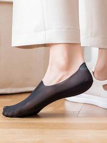 1/5 pares de calcetines invisibles de corte bajo ultradelgados para verano, calcetines sin costuras con malla y silicona antideslizante, calcetines de seda de unicolor para damas, regalo de Navidad - Sin Molde - Ver 7