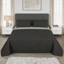 Two-Tone Air Conditioning Duvet And Pillowcase Set, Includes 1 Duvet And 1/2 Pillowcases, Made With A Soft And Comfortable Filling Process, Breathable Design To Keep Cool And Comfortable, Easily Integrates Into Any Bedroom Decor - 黑色淺灰 - 查看 7
