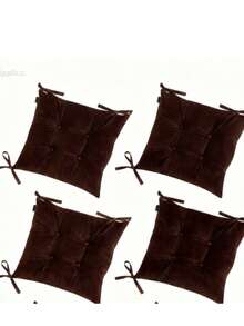 4-Piece Premium Luxury Chair Cushion Set – Soft Filled Comfortable Seat Pads, Non-Slip Base Stylish Design, For Kitchen & Dining Room Chairs - Mocha Brown - View 3