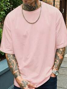 Men's Solid Color Short Sleeve T-Shirt, Comfortable, Breathable, For Summer. - Pink - View 6