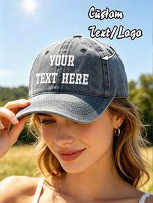 Customizable Text/Logo Baseball Cap, Multi-Color Personalized English Letter Sun Hat, Suitable For Men And Women, Can Print Any Pattern On The Cap, Personalized Baseball Cap, Photo Printing, Suitable For Valentine's Day, Birthday And Gift Occasions. Personalized, Fun, Durable, Colorful, Cute. - Multicolor - View 2
