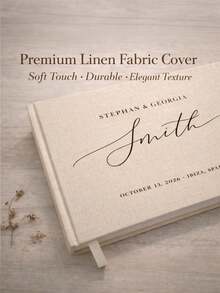 Customized Linen Wedding Guest Book, Personalized Linen Hard Cover Photo Album, Wedding Photo Guestbook, Wedding Memento And Anniversary Scrapbook, Perfect Gift - Multicolor - View 6