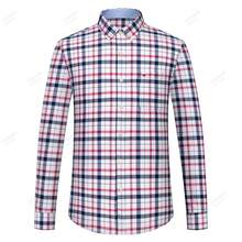Audmroton Men's Long Sleeve Oxford Button Down Shirts Casual Dress Shirt For Men,100% Cotton,Plaid/Stripes Shirts - 紅色 - 查看 9