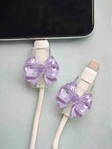 2 piezas Protector de cable con diseño de mariposa transparente, duradero, protector de cable universal tipo C para prevenir roturas - Multicolor - Ver 7