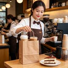 20pcs Brown Kraft Paper Bags With Handles, Reusable Gift Bags Suitable For Birthday Party, Wedding, Shopping, Takeout Food Packaging - Multicolor - View 1