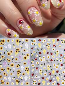 Pegatinas de uñas con diseño de abeja, calcomanías de uñas francesas con degradado amarillo, decoración linda y kawaii para primavera y verano, resistente al agua y de larga duración, fácil de aplicar, opcionales MO-849/MO-848, artículo esencial para manualidades de arte de uñas, perfecto para estudiantes y adolescentes - Multicolor - Ver 18