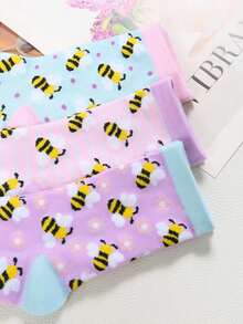 1/3 Paia Di Calzini Lavorati A Maglia Con Motivo Ape Carino, Calzini Casual Freschi E Dolci Per Uso Quotidiano, Calzini Comodi Adatti Per Primavera/Estate/Autunno, Regalo Per Amanti Delle Api - Multicolore - Visualizzare 8