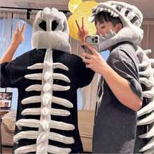 Dinosaur Skeleton Costume Set Fun Skeleton Dress Up Animal Theme Party Cosplay Adult - Grey - View 2