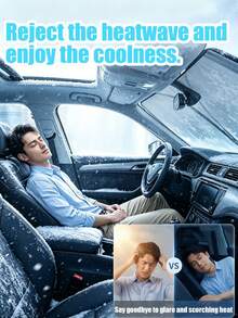 1pc Car Sun Shade, Portable Heat Insulation Sunshade, Foldable Car Interior Sunshade, Easy Installation, Practical Essential Car Interior Accessory, Suitable For Outdoor Use And Travel, Fits All Car Models, Summer Car Accessory - Multicolor - View 2