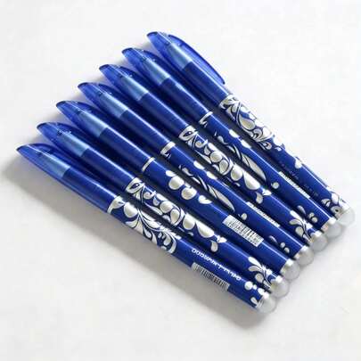 10 Pcs Erasable Gel Rollerball Pen Smooth Writing 0.5mm Pen With Eraser Suitable For School Supplies Classroom Teacher Office Stationery School Gifts Blue
