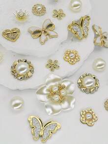 26pcs Set French Elegant Bowknot & Flower Decorative Buttons For DIY Sandals - Gold - View 5