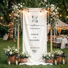 Decoración de fondo personalizada con texto minimalista para fiesta, pancarta para despedida de soltero, decoración para fiesta de boda, pancarta de bienvenida de estilo bohemio para boda - Multicolor 1 - Ver 3