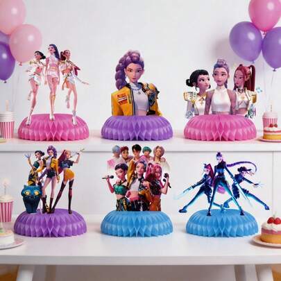 Hasbro 8 món đồ trang trí bàn sinh nhật chủ đề K-Pop D-Emon Hunter, quà tặng ngày lễ tinh tế, kiểu dáng ngẫu nhiên.