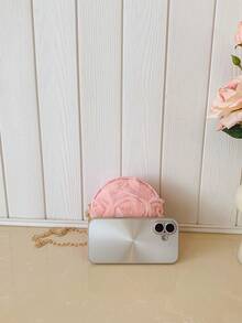 1pc Mesh Flower Crossbody Bag, Girl's Chain Small Round Shoulder Bag, Versatile For Daily Use - A - View 4
