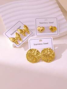 Elegante y lujoso set de aretes de presión de aceite, hecho de acero inoxidable de alta calidad, adecuado para uso diario, bodas, fiestas, vacaciones y regalos para el Día de la Madre - Pendientes nuevos - Ver 5
