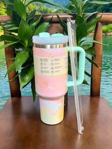 新款 S-TANLEY H2.0 40盎司平底保温杯，带手柄和吸管，适合旅行，不锈钢保温杯，车载杯 - 多色40oz - 查看 1