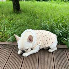 Áo vest cho chó Bulldog Pháp, chất liệu nhẹ, in hình quả anh đào, rất đáng yêu cho chó, thích hợp cho mùa xuân/hè. - Màu be - Xem 5