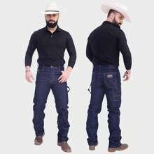 Men's Country Jeans, Carpenter Style, Cowboy, Western, Premium Style, Elastane, Ideal For Riding, Horseback Riding, Rodeo. - Dark Carpenter - View 6