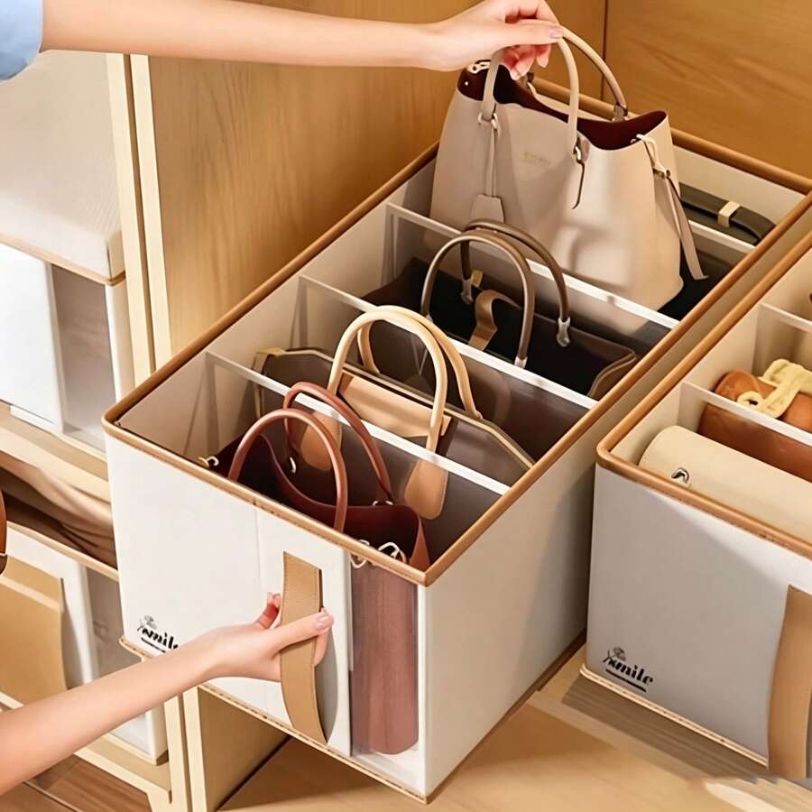 1 buah Sisipan Organizer Tas Tangan Lipat Elegan Warna Putih, Desain Multi-Kompartemen, Cocok untuk Dompet, Sepatu, dan Aksesoris, Penyimpanan Hemat Ruang di Lemari Pakaian, Pembatas Tahan Lama untuk Barang Mewah - MultiWarna - View 1