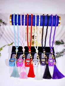 Hộp quà tặng vòng tay đính đá Tespih điện tử đếm kinh Ramadan, màn hình hiển thị số lần cầu nguyện Ramadan, hộp quà tặng cao cấp Tespih, bộ đếm chống chạm nhầm, khởi động im lặng một chạm, thời gian chờ lâu, quà tặng Ramadan / nghi lễ tôn giáo / tụng kinh / cầu nguyện hàng ngày, hộp quà tặng điện tử đeo được Tespih di động. - Nhiều màu - Xem 2