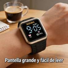 ZOEA Sports Smartwatch With Breathable Perforated Strap + Square Touchscreen + Fitness Style + Daily/Sport Use + Smartwatch - 黑色 - 查看 4
