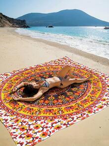 1pc New Outdoor Waterproof Anti-Sand Digital Printed Picnic Mat/Beach Towel, Fashionable And Fresh Pattern, Suitable For Camping And Picnics - B - View 1