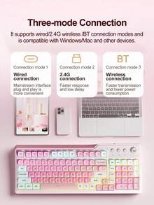 AULA F3099 Wireless Keyboard Rechargeable Mechanical Feel Gaming Keyboard RGB Backlight with Rotary Button Original AULA Bluetooth Keyboard For PC Desktop Game Office Laptop - 查看 4