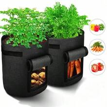 4pcs Felt Planting Bags, Breathable Fabric Planting Pots Suitable For Garden Beds And Vegetables, Gardening Supplies For Yard And Garden, Essential Gardening Necessities - Multicolor - View 4