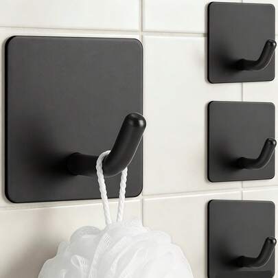 6/10pcs Self-Adhesive Hooks Stainless Steel Clothes Hangers Wall Mounted For Bathroom Office Kitchen Towel Rack No Drilling Required Heavy Duty Adhesive Hooks For Home Organization Waterproof Wall Hooks Damage Installation Multipurpose Storage Solutions Modern Design Hook Set For Indoor Spaces