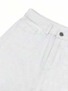 High-Waisted Straight Leg Jeans, Loose Wide Leg Jeans, Ankle Length Casual Cotton Pants, Suitable For Office, Outdoor, Work, White Trousers Spring - 白色 - 查看 6