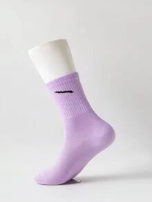 3 Pairs Assorted Color Diagonal Stripe Print Sports Socks, Comfortable Breathable Medium Thickness, Unisex Fashion - Multicolor - View 10