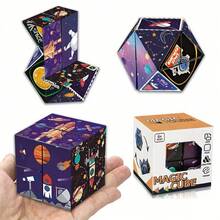 Classic 3D Stereoscopic Versatile Infinite Shape-Shifting Magic Cube Toy - Novelty Toy For Training Spatial Thinking Skills - Helps Improve Concentration/Relieve Anxiety And Stress - Suitable For Boys And Girls Aged 6+ - Unique Creative Christmas Gift And Birthday Present - Portable Colorful Space-Themed Toy WSKP - Phiên bản không gian đầy màu sắc - Xem 2