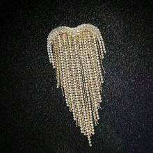 1pc Heart Shaped Tassel Rhinestone Brooch, Fashionable Elegant Versatile Lapel Pin, Sweater Decoration Accessory - Multicolor - View 9