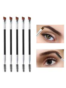 1/3pcs Double-Ended Eyebrow Brush, Spiral Brush, Angled Flat Eyelash Brush, Eyebrow Grooming, Eyebrow Shaping, Eyebrow Makeup, Portable Dual-Use Makeup Tool - Multicolor - View 2