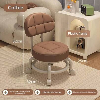 Multidirectional Wheeled Stool, Lightweight Portable Moving Stool With Quiet Casters For Living Room, Foyer, Shoe Changing, Simple & Practical Household Seating Stool