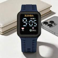 ZOEA Sports Smartwatch With Breathable Perforated Strap + Square Touchscreen + Fitness Style + Daily/Sport Use + Smartwatch - أزرق بحري - مشاهدة 1
