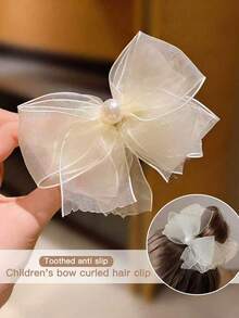 1pc Fabric Bowknot Hair Claw Clip, Suitable For Daily Wear, Beige, Pink, Purple Colors For Women - White - View 7