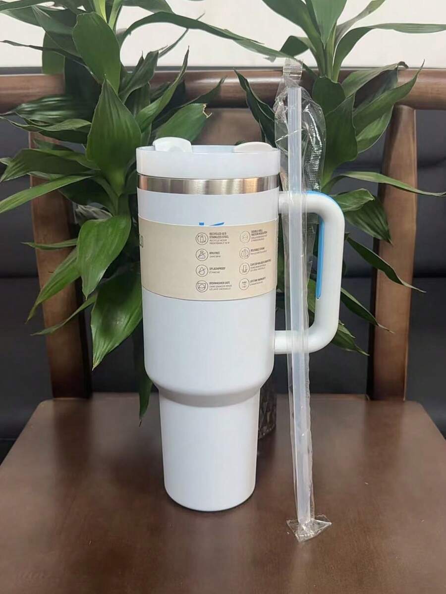 Cốc giữ nhiệt đáy phẳng S-TANLEY H2.0 40oz mới, có tay cầm và ống hút, thích hợp cho du lịch, làm bằng thép không gỉ, dùng được trên ô tô. - Nhiều màu, 40oz - Xem 1