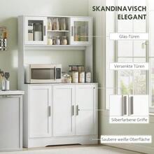 Kitchen Furniture, Scandinavian Design, 4 Cabinets, Adjustable Shelves, Glass Doors, Open Surface, Chipboard, MDF, White. - White - View 6