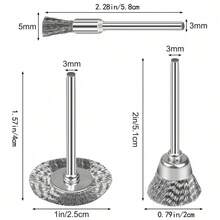 45-teiliges Edelstahl-Drahtbürsten-Set Für Bohrmaschinen – T-Form, Schalen- & Pin-Bürsten Zum Entgraten, Rostentfernen & Polieren Von Holz & Metall - A - Übersicht 3