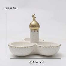 1pc Islamic Turkish Desktop Decor Sculpture Gift, Islamic Style, Gold And White Vertical Symmetrical Design With Intricate Openwork Details, Suitable For Ramadan, Eid, Home Decor, Office Display And Religious Celebrations. - Tower - View 7