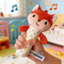 1pc Easy-Grip Baby Rattle Toy - Adorable Cartoon Sheep/Fox Shaped Design With Musical Notes, Durable Polyester Material, Perfect For Car Seat, Strolling, Playtime, Daycare Toys | Musical Rattle | Soft Texture (Multiple Styles Available) - Multicolor - View 16